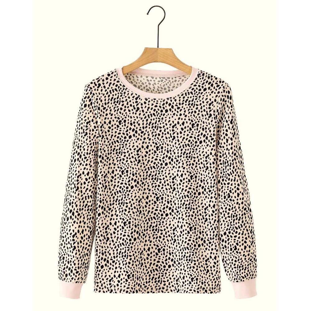 Animal Spotted Print Round Neck Long Sleeve Top 2XL (3737)